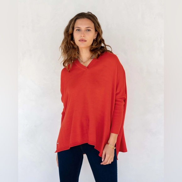 Anthropologie Sweaters - NWOT MERSEA the Catalina Traveller V-Neck Sweater in Holly Red ONE SIZE